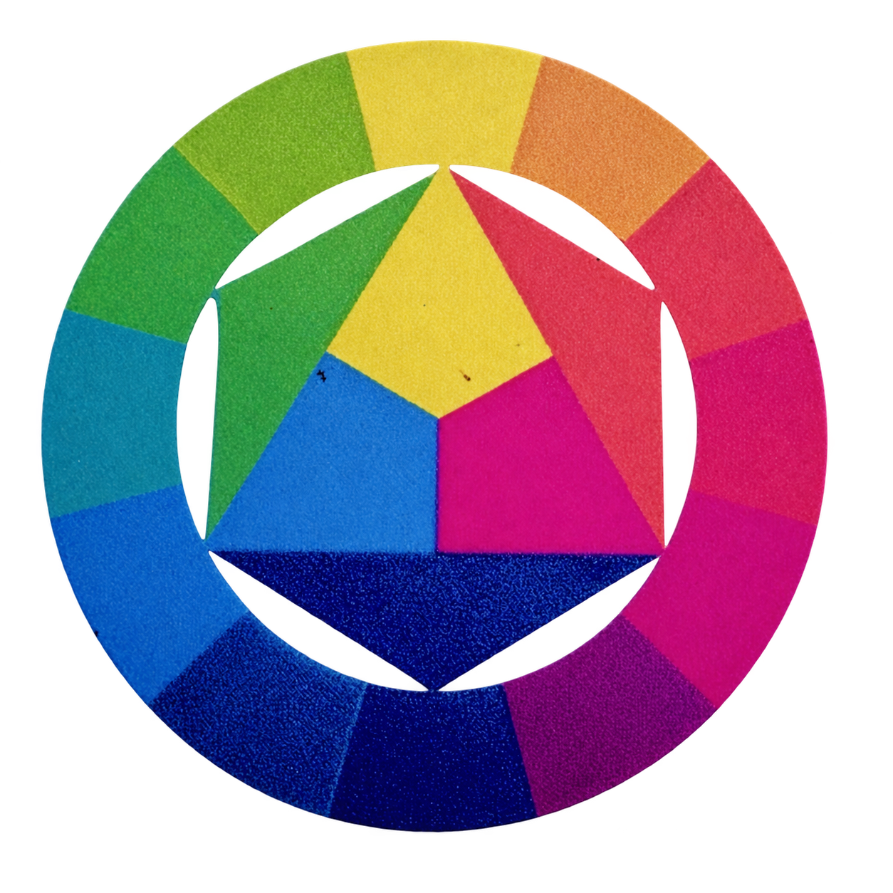 AI-assisted cutout of a CMYKForge color-wheel print from August 3, 2026